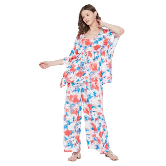 Abstract Printed Stylish Rayon Co-Ord Set Comfy Dress for Women by Gypsie Blu - Picture 4 of 11